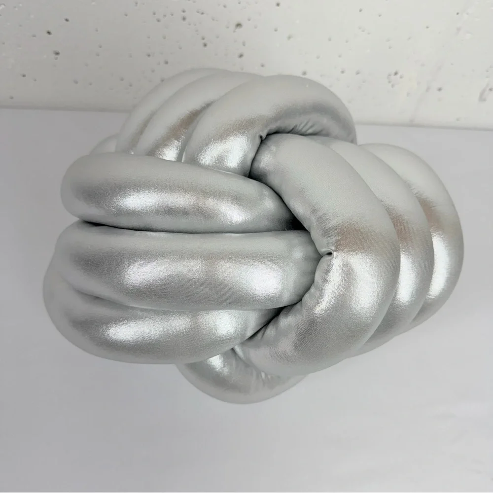 Truly Lou Silver Knot Ball Decorative Pillow 15”